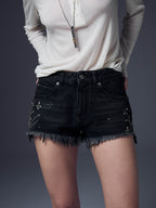 Studded Denim Shorts