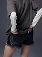 Studded Denim Shorts