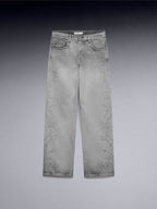 Floral Embroidered Straight Denim