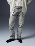 Floral Embroidered Straight Denim