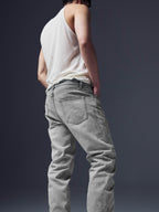 Floral Embroidered Straight Denim