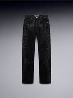 Floral Embroidered Straight Denim