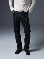 Floral Embroidered Straight Denim
