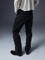 Floral Embroidered Straight Denim