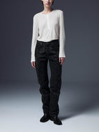 Floral Embroidered Straight Denim