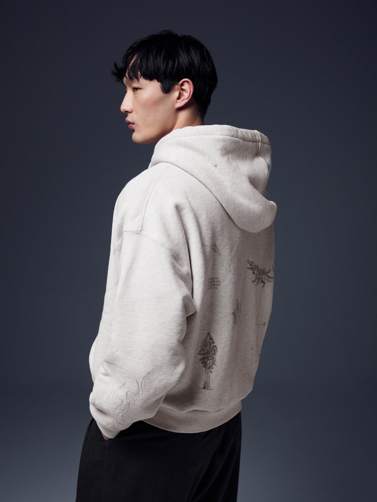 Tattoo Printed Boxy Hoodie