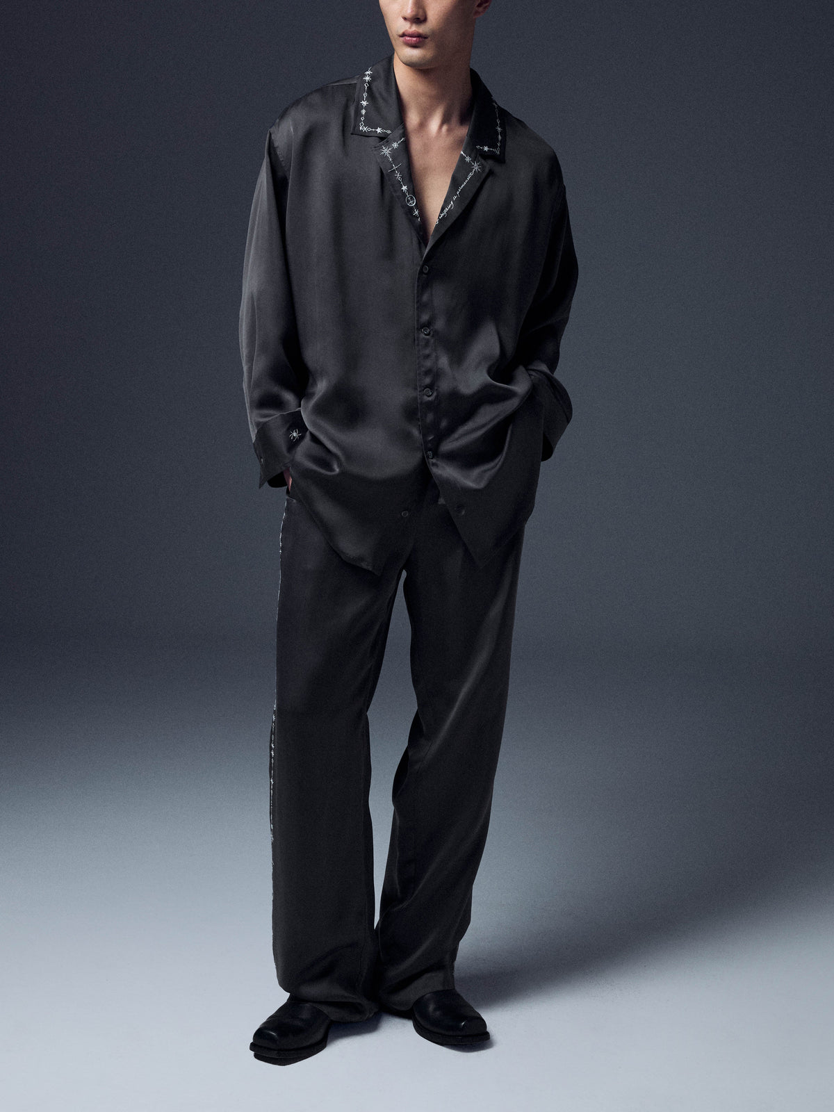 Embroidered Pajama Shirt