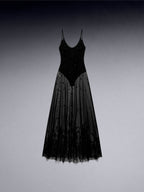 Embroidered Tulle Slip Dress