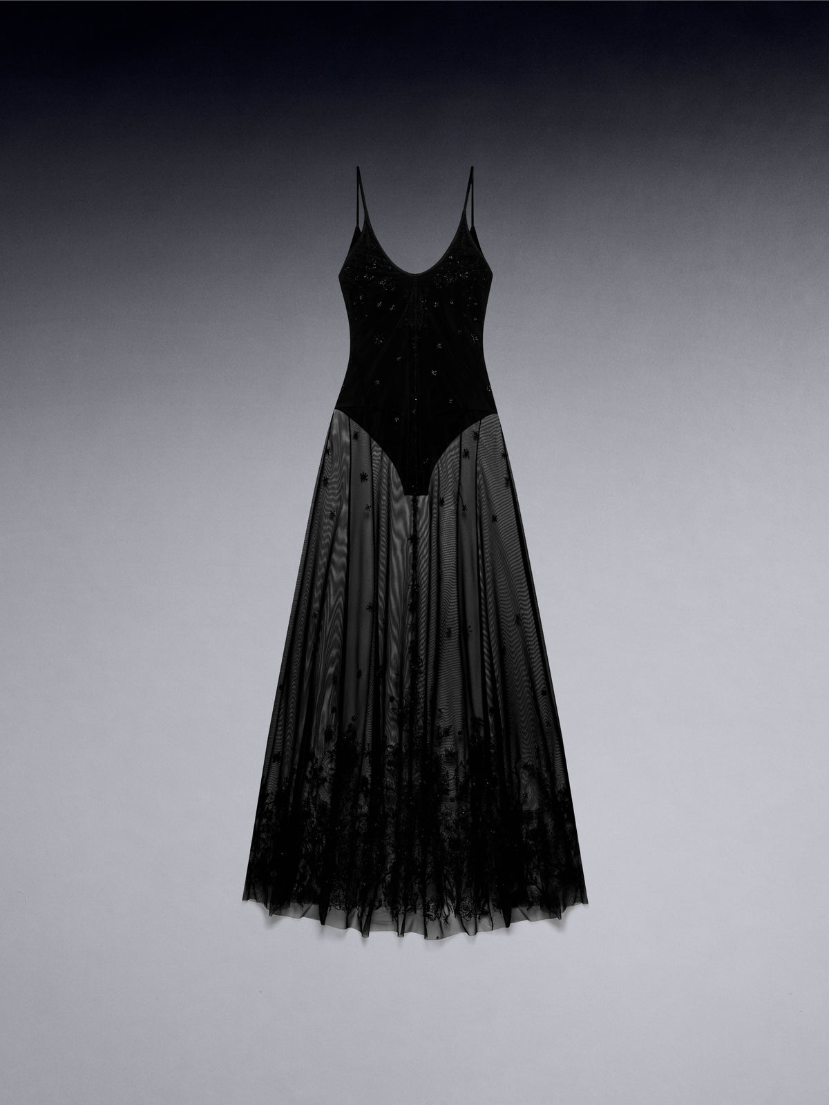Embroidered Tulle Slip Dress